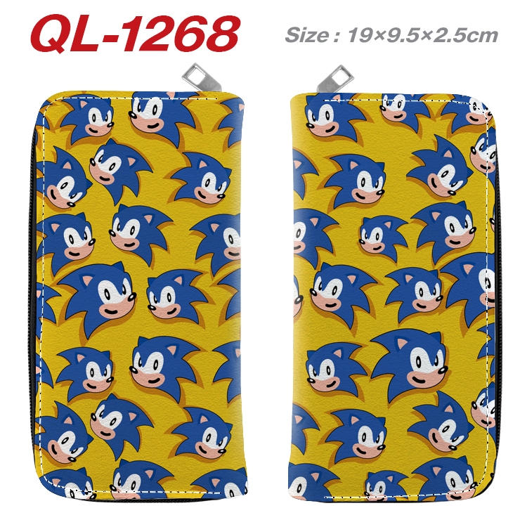 Sonic The Hedgehog Anime pu leather long zipper wallet 19X9.5X2.5CM wallet 19X9.5X2.5CM  QL-1268
