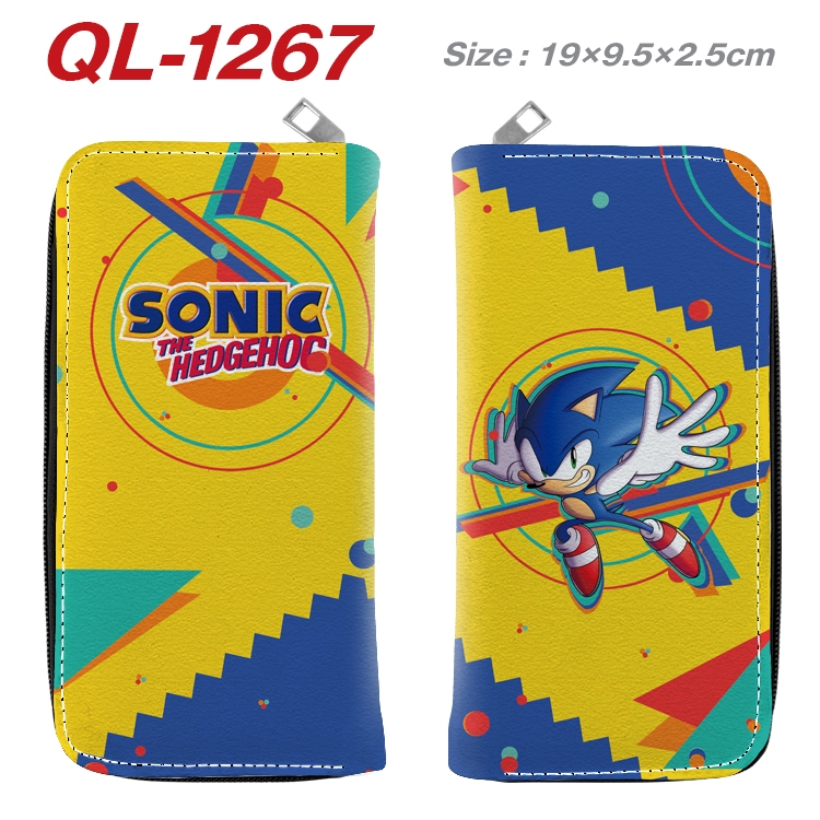 Sonic The Hedgehog Anime pu leather long zipper wallet 19X9.5X2.5CM wallet 19X9.5X2.5CM QL-1267