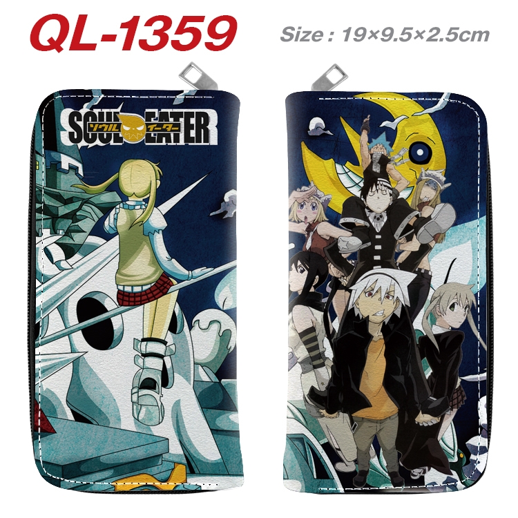 Soul Eater Anime pu leather long zipper wallet 19X9.5X2.5CM QL-1359