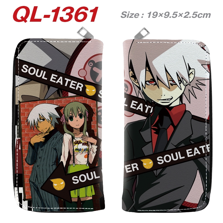 Soul Eater Anime pu leather long zipper wallet 19X9.5X2.5CM QL-1361