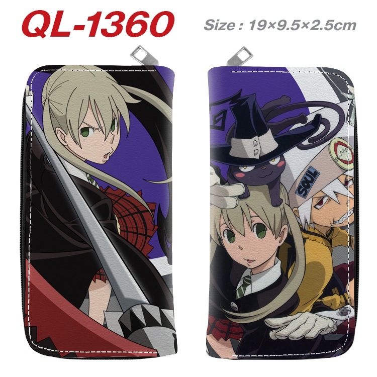 Soul Eater Anime pu leather long zipper wallet 19X9.5X2.5CM QL-1360