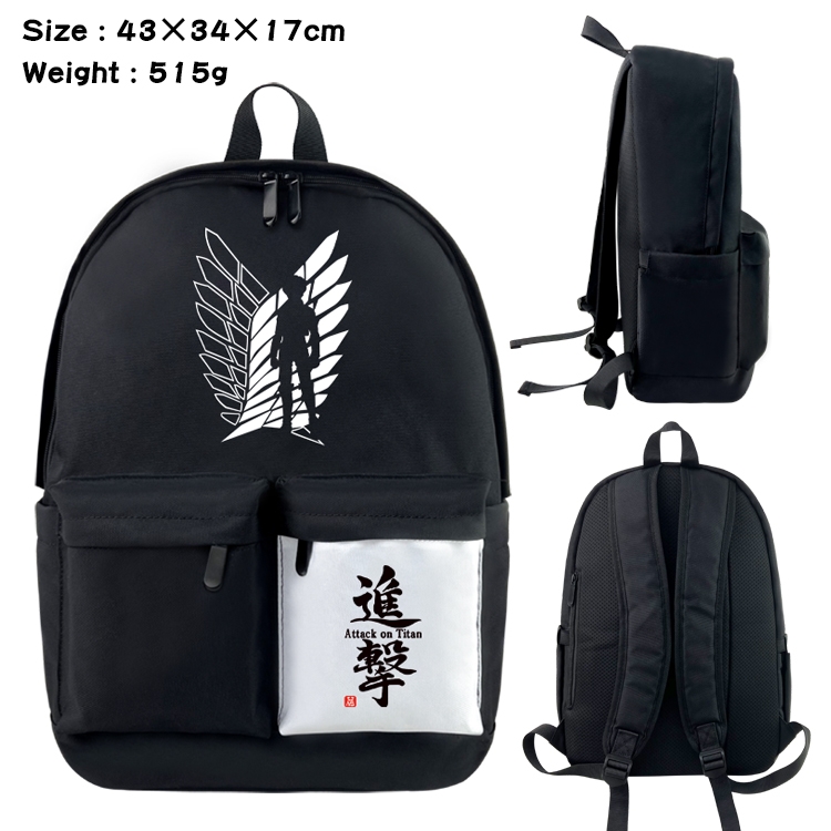 Shingeki no Kyojin Anime Black and White Double Spell Waterproof Backpack School Bag 43x34x17cm