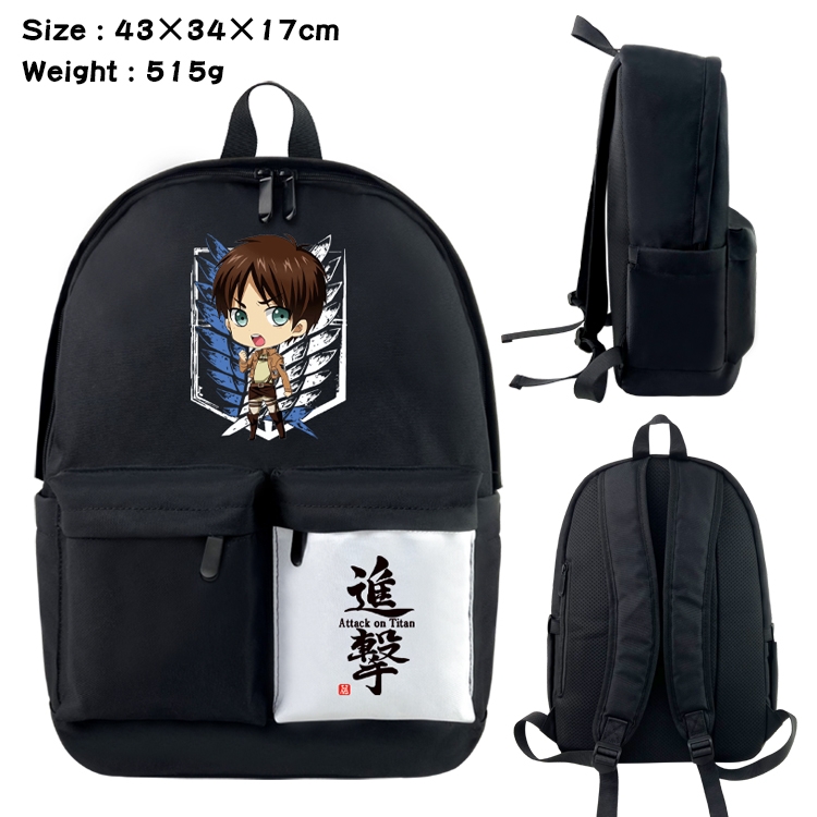 Shingeki no Kyojin Anime Black and White Double Spell Waterproof Backpack School Bag 43x34x17cm