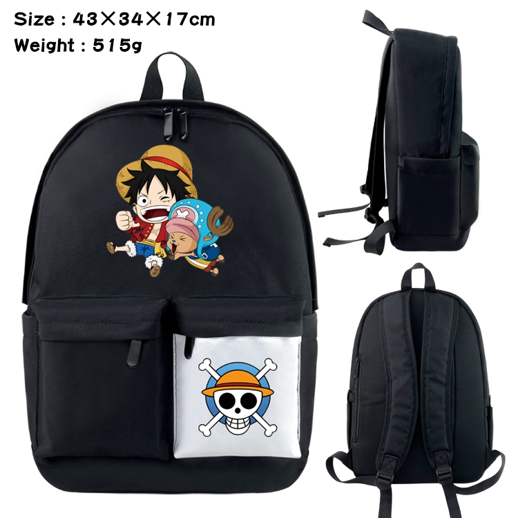 One Piece Anime Black and White Double Spell Waterproof Backpack School Bag 43x34x17cm