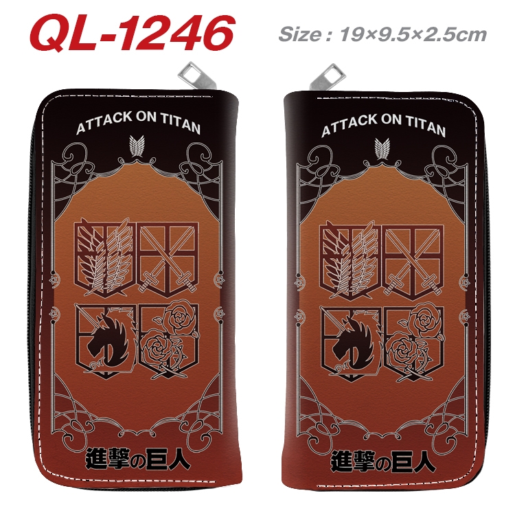 Shingeki no Kyojin Anime pu leather long zipper wallet 19X9.5X2.5CM  QL-1246