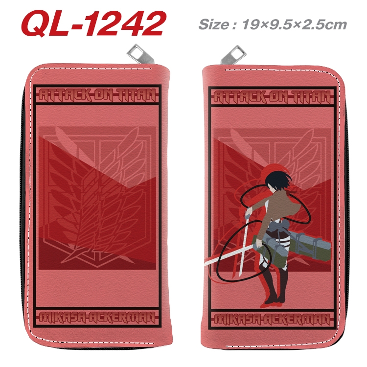 Shingeki no Kyojin Anime pu leather long zipper wallet 19X9.5X2.5CM  QL-1242
