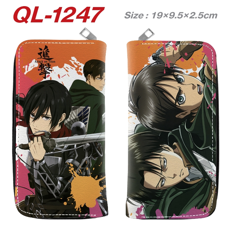 Shingeki no Kyojin Anime pu leather long zipper wallet 19X9.5X2.5CM QL-1247