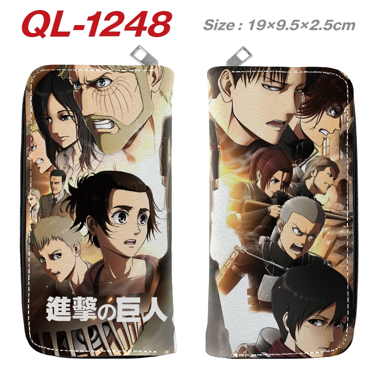 Shingeki no Kyojin Anime pu leather long zipper wallet 19X9.5X2.5CM  QL-1248