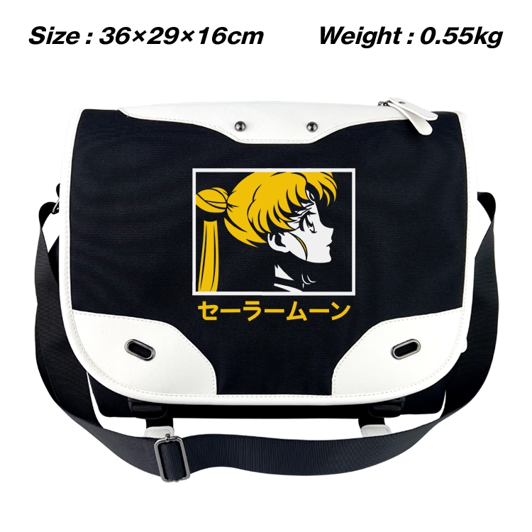 sailormoon Black and white anime waterproof nylon shoulder messenger bag schoolbag 36X29X16CM