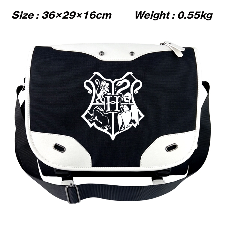 Harry Potter Black and white anime waterproof nylon shoulder messenger bag schoolbag 36X29X16CM