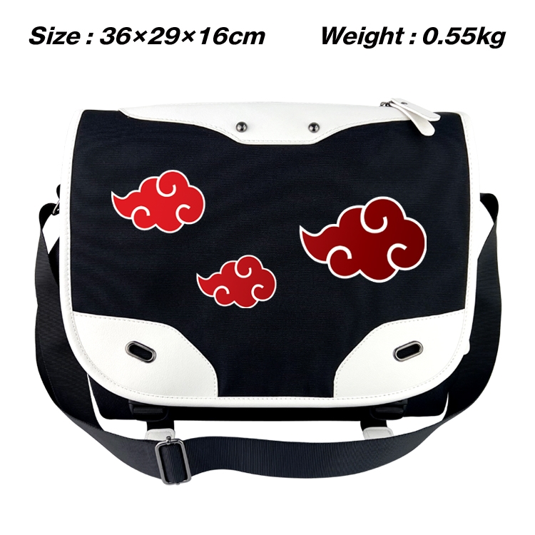 Naruto Black and white anime waterproof nylon shoulder messenger bag schoolbag 36X29X16CM