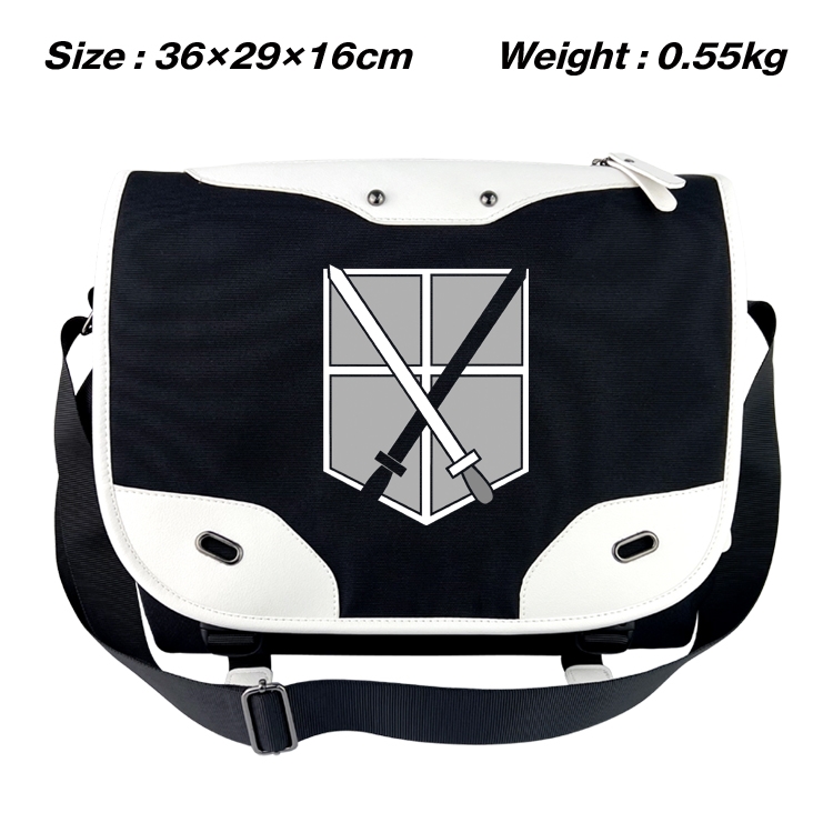 Shingeki no Kyojin Black and white anime waterproof nylon shoulder messenger bag schoolbag 36X29X16CM