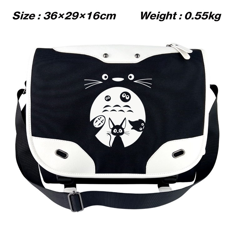 TOTORO Black and white anime waterproof nylon shoulder messenger bag schoolbag 36X29X16CM
