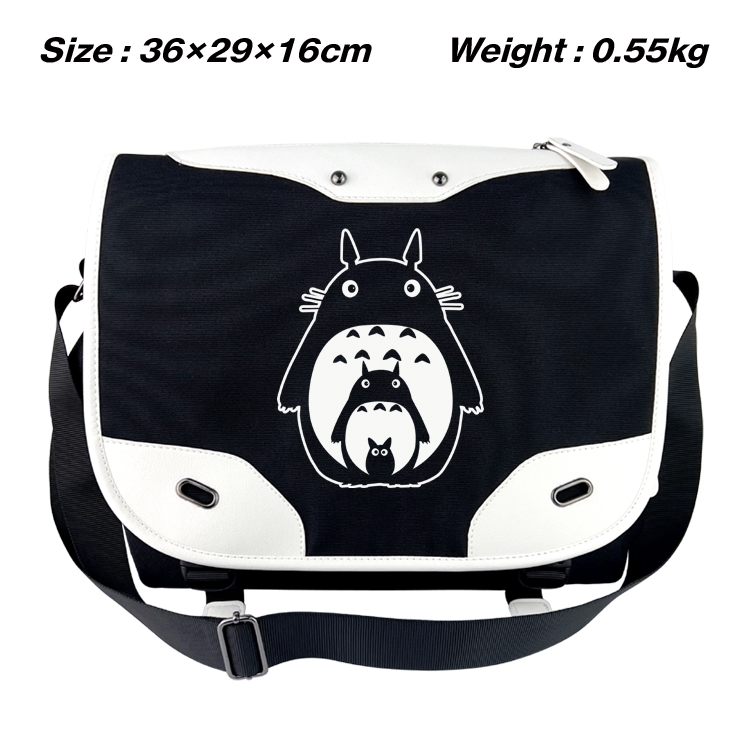 TOTORO Black and white anime waterproof nylon shoulder messenger bag schoolbag 36X29X16CM