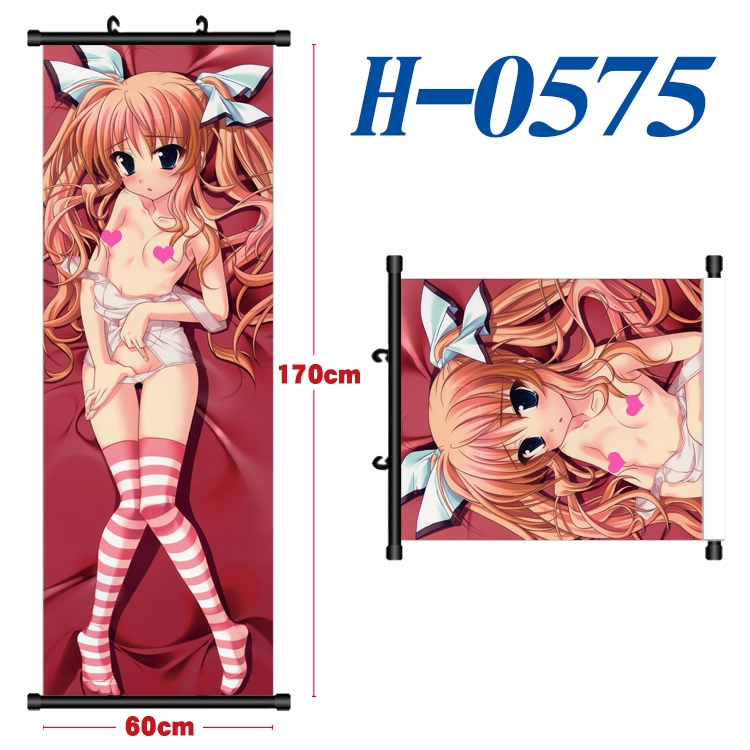 Magical Girl Lyrical Nanoha Black plastic rod cloth hanging canvas painting 60x170cm  H-0575