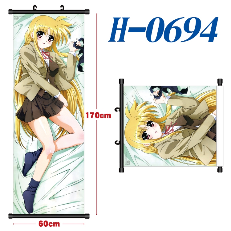 Magical Girl Lyrical Nanoha Black plastic rod cloth hanging canvas painting 60x170cm  H-0694