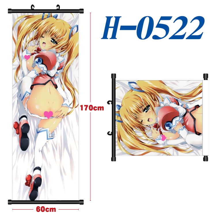 Magical Girl Lyrical Nanoha Black plastic rod cloth hanging canvas painting 60x170cm  H-0522