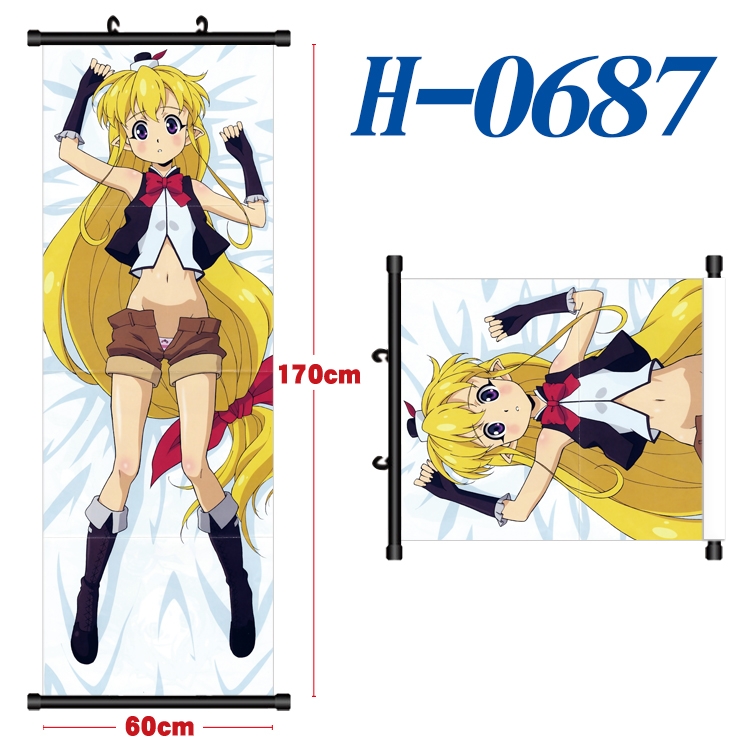 Magical Girl Lyrical Nanoha Black plastic rod cloth hanging canvas painting 60x170cm  H-0687