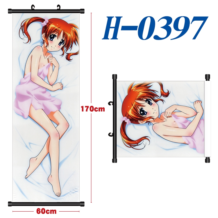 Magical Girl Lyrical Nanoha Black plastic rod cloth hanging canvas painting 60x170cm   H-0397