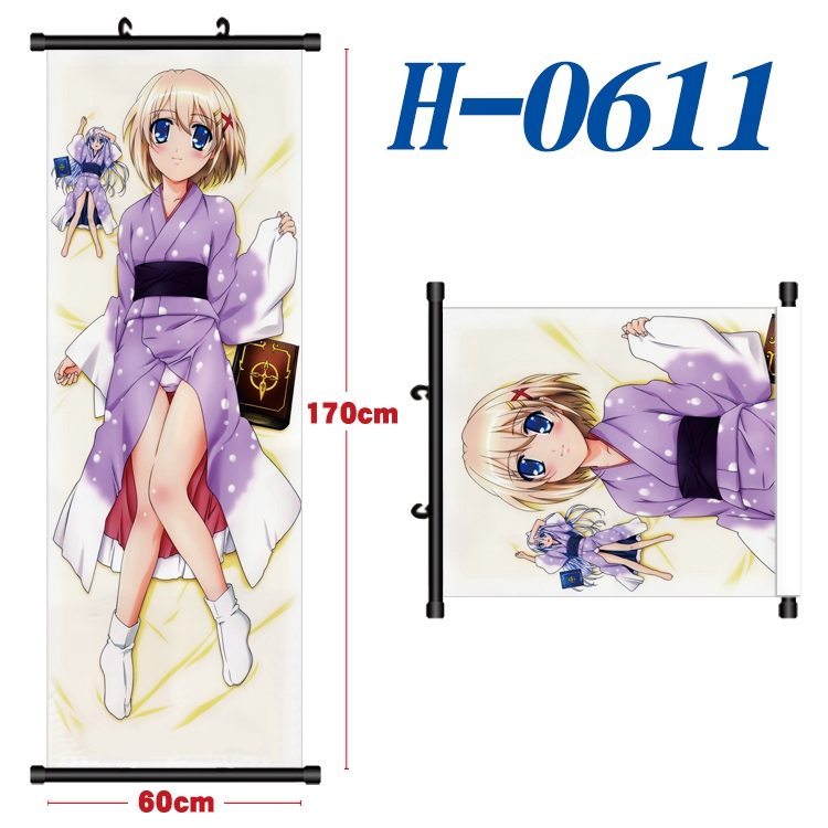 Magical Girl Lyrical Nanoha Black plastic rod cloth hanging canvas painting 60x170cm  H-0611