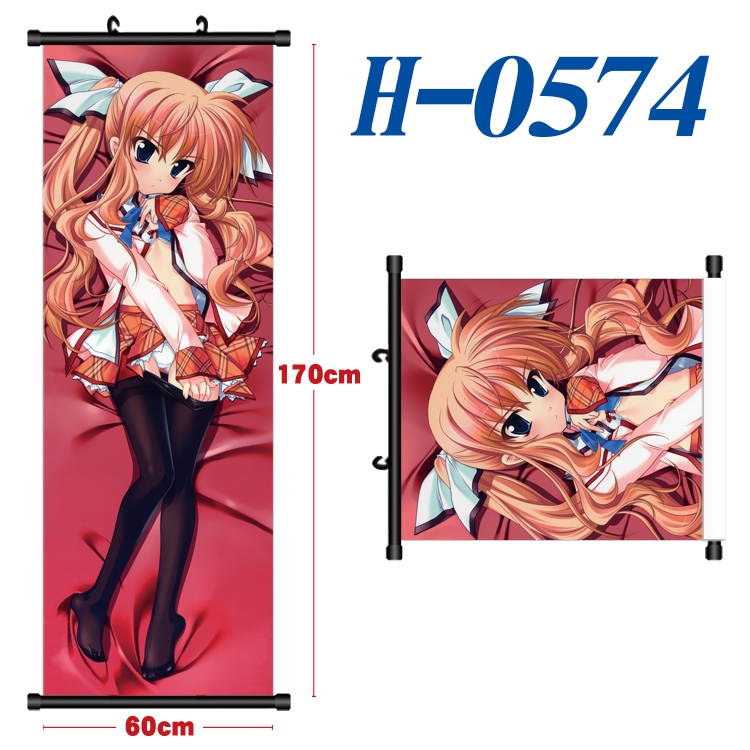 Magical Girl Lyrical Nanoha Black plastic rod cloth hanging canvas painting 60x170cm   H-0574