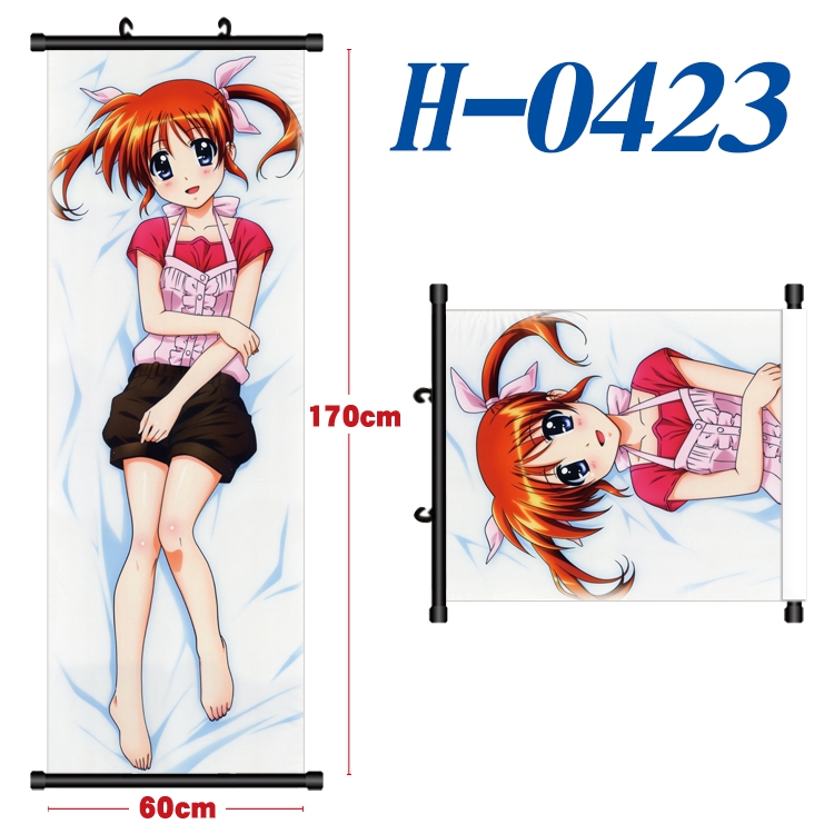 Magical Girl Lyrical Nanoha Black plastic rod cloth hanging canvas painting 60x170cm  H-0423