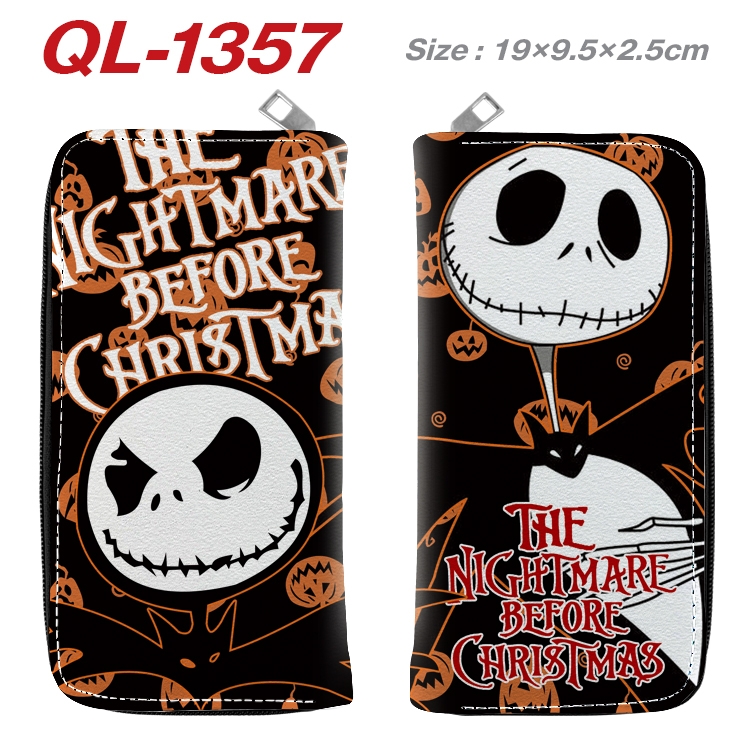 The Nightmare Before Christmas Anime pu leather long zipper wallet 19X9.5X2.5CM QL-1357