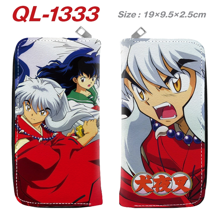 Inuyasha Anime pu leather long zipper wallet 19X9.5X2.5CM  QL-1333