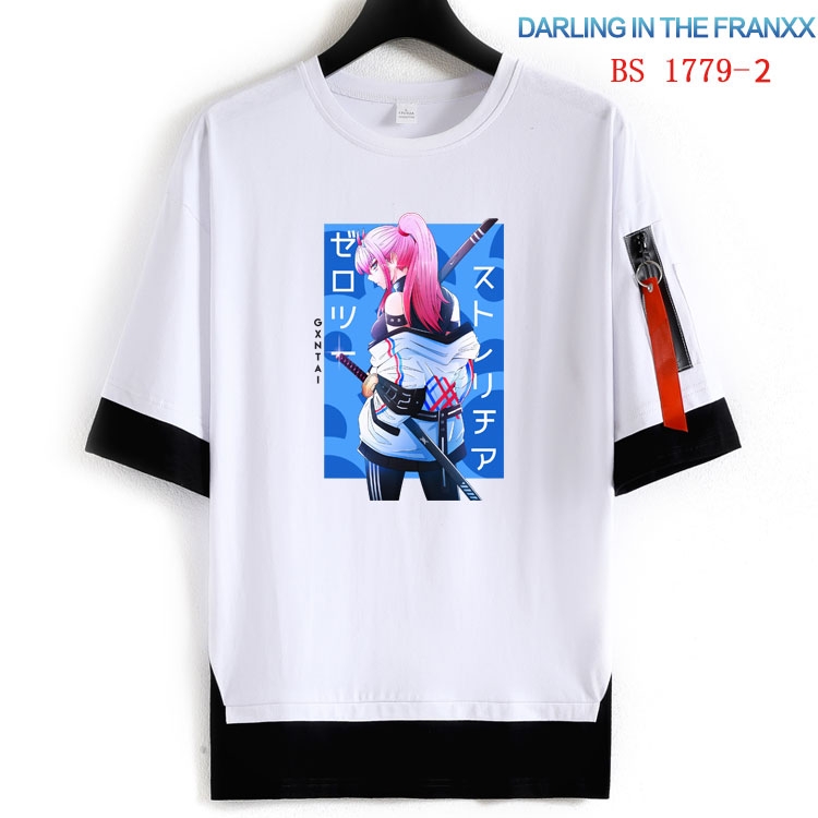 DARLING in the FRANX  Cotton Crew Neck Fake Two-Piece Short Sleeve T-Shirt from S to 4XL  HM-1779-2