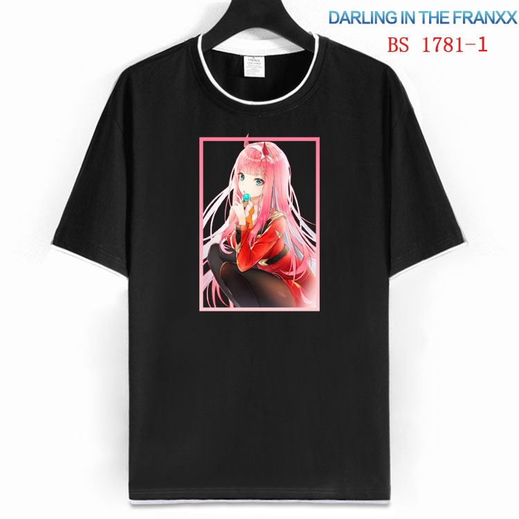 DARLING in the FRANX Cotton crew neck black and white trim short-sleeved T-shirt  from S to 4XL  HM-1781-1