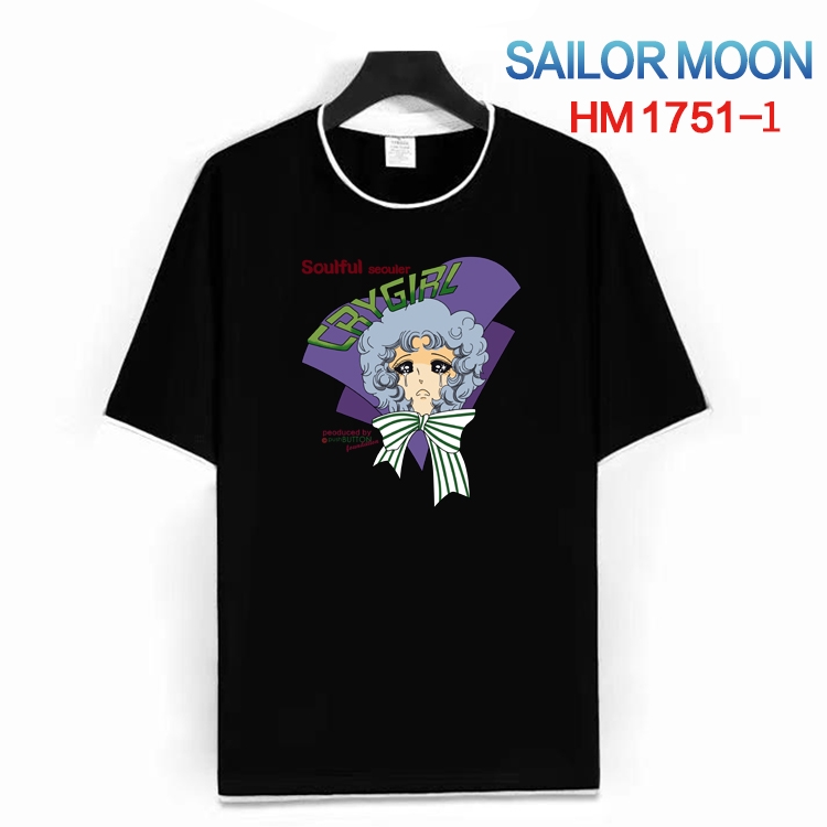 sailormoon Cotton crew neck black and white trim short-sleeved T-shirt  from S to 4XL  HM-1751-1