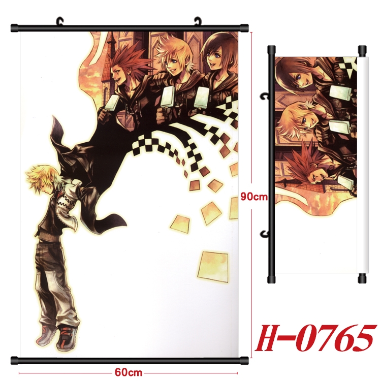 kingdom hearts  Anime Black Plastic Rod Canvas Painting 60X90CM  带圈