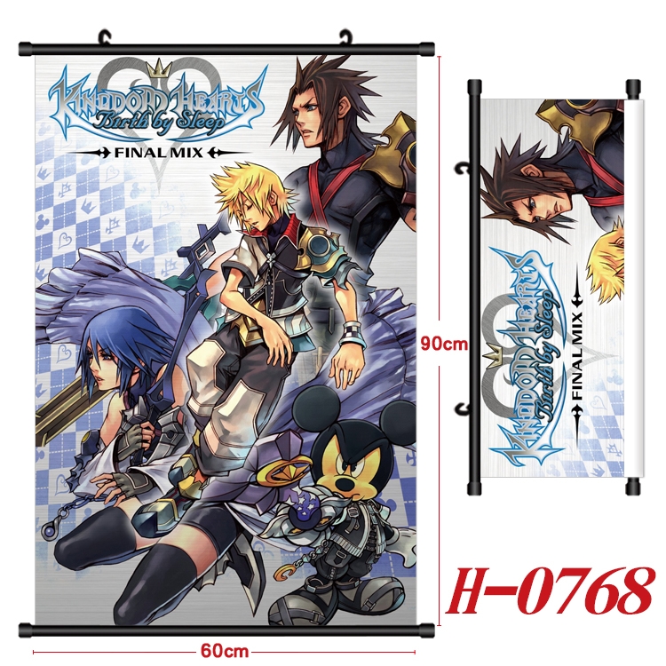 kingdom hearts  Anime Black Plastic Rod Canvas Painting 60X90CM  H-0768