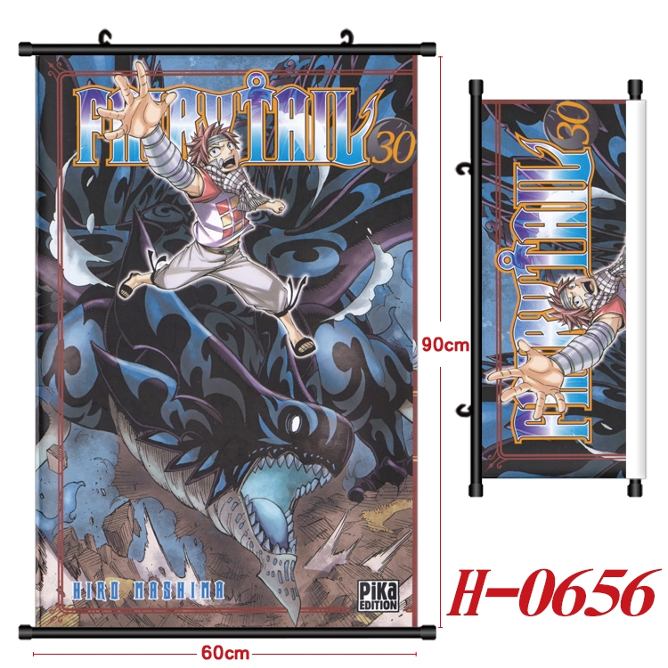 Fairy tail Anime Black Plastic Rod Canvas Painting 60X90CM H-0656