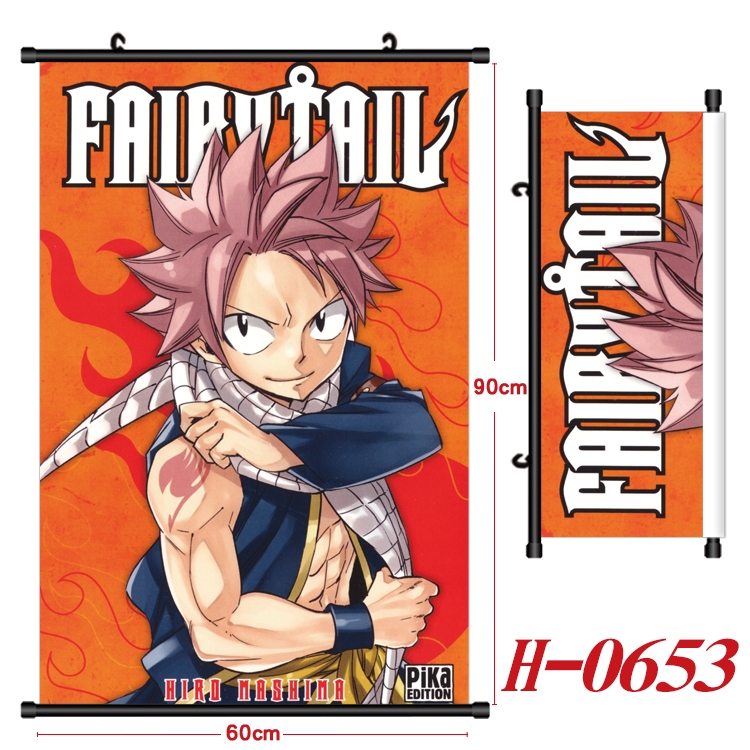 Fairy tail Anime Black Plastic Rod Canvas Painting 60X90CM  H-0653