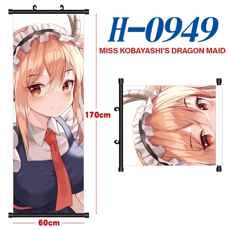 Miss Kobayashis Dragon Maid  Black plastic rod cloth hanging canvas painting 60x170cm H-0949