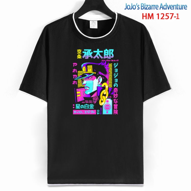 JoJos Bizarre Adventure Cotton crew neck black and white trim short-sleeved T-shirt  from S to 4XL  HM-1257-1