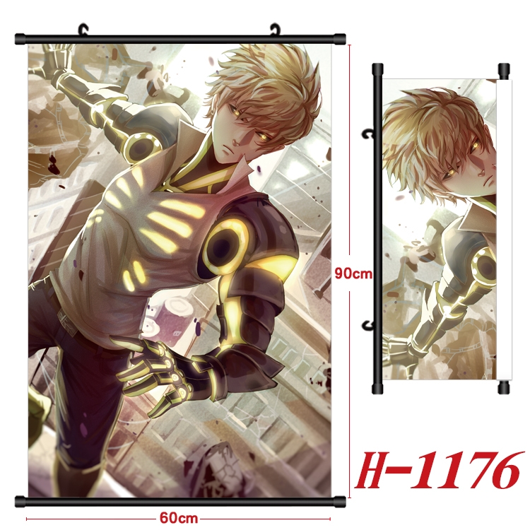 One Punch Man Anime Black Plastic Rod Canvas Painting 60X90CM H1176