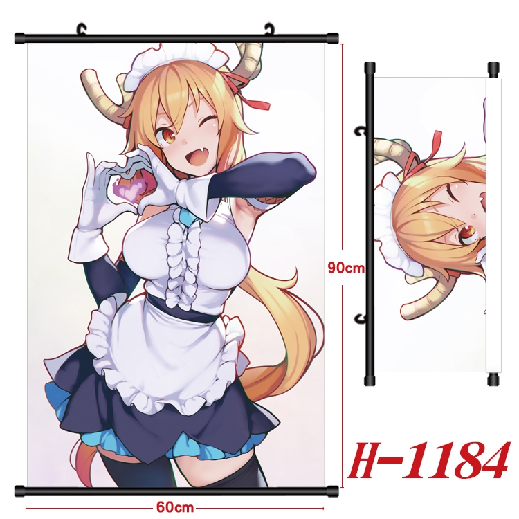 Miss Kobayashis Dragon Maid Anime Black Plastic Rod Canvas Painting 60X90CM  H1184