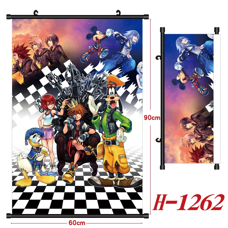 kingdom hearts Anime Black Plastic Rod Canvas Painting 60X90CM  H1262