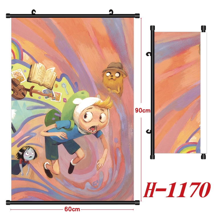 Adventure Time with Anime Black Plastic Rod Canvas Painting 60X90CM H1170