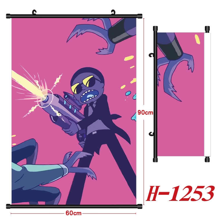 Rick and Morty Anime Black Plastic Rod Canvas Painting 60X90CM H1253