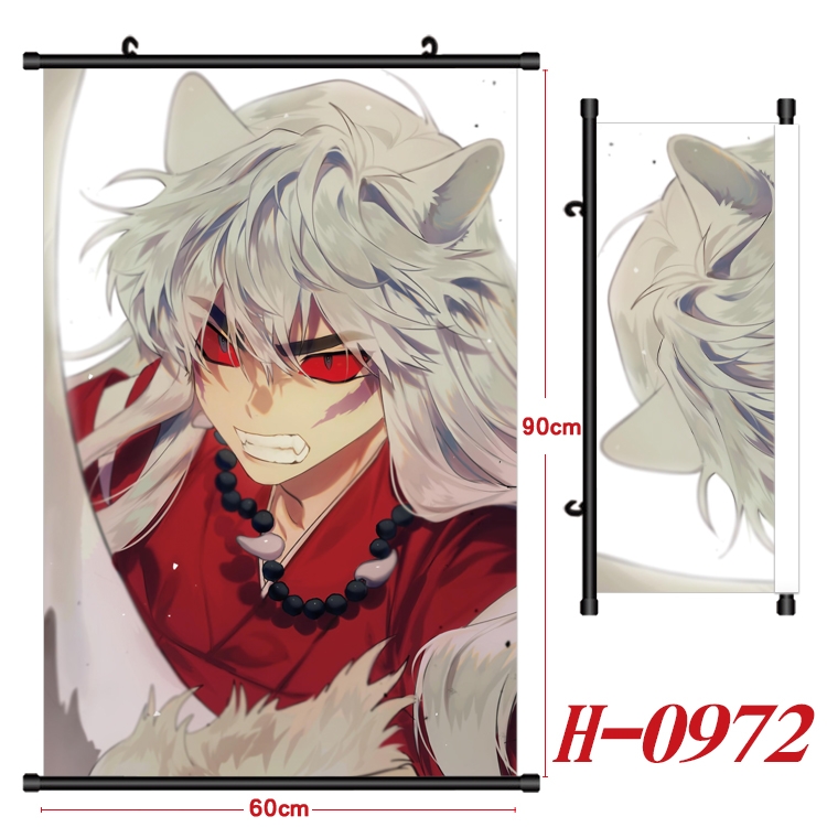 Inuyasha Anime Black Plastic Rod Canvas Painting 60X90CM H0972