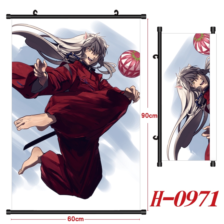 Inuyasha Anime Black Plastic Rod Canvas Painting 60X90CM H0971