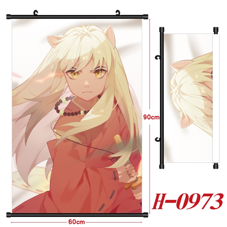 Inuyasha Anime Black Plastic Rod Canvas Painting 60X90CM H0973