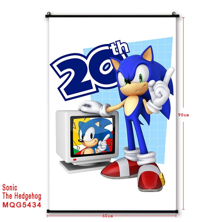 Sonic The Hedgehog black Plastic rod Cloth painting Wall Scroll 60X90CM MQG-5434