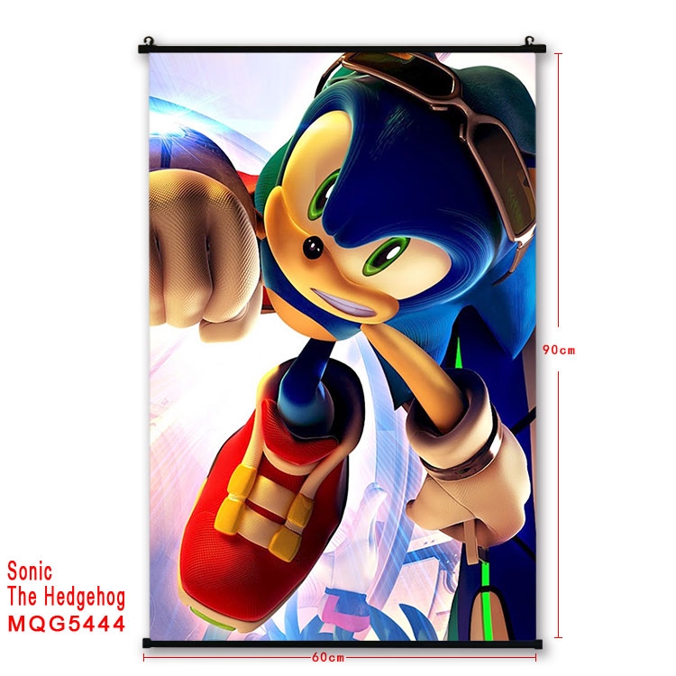 Sonic The Hedgehog black Plastic rod Cloth painting Wall Scroll 60X90CM MQG-5444