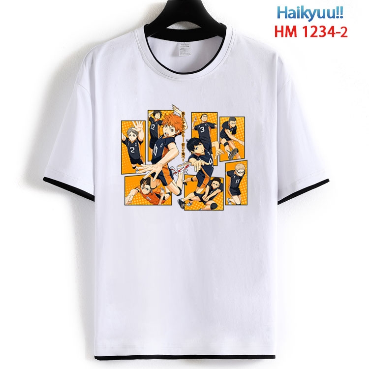 Haikyuu!! Cotton crew neck black and white trim short-sleeved T-shirt  from S to 4XL HM 1234 2