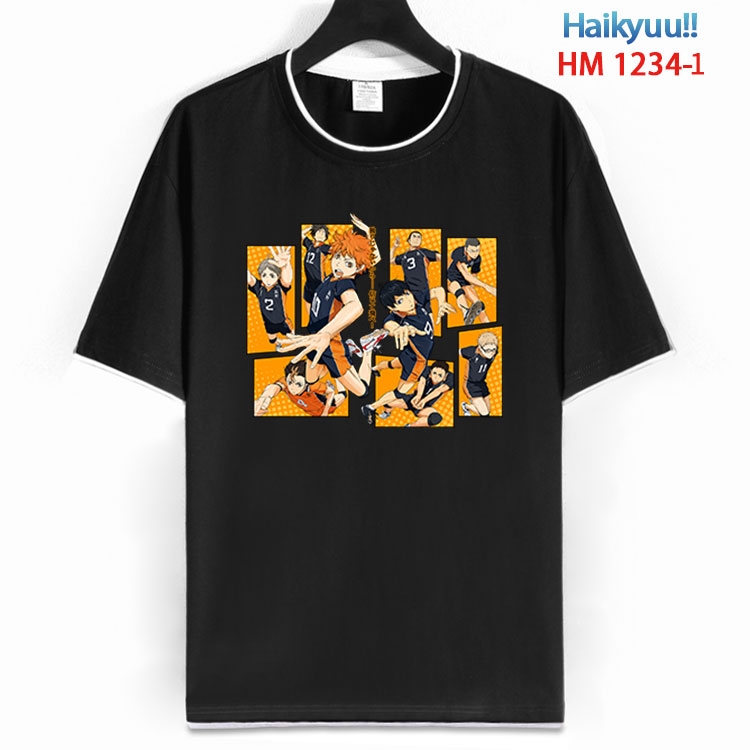 Haikyuu!! Cotton crew neck black and white trim short-sleeved T-shirt  from S to 4XL  HM 1234 1