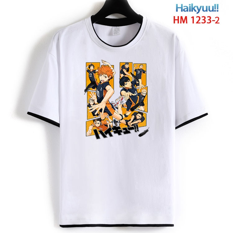 Haikyuu!! Cotton crew neck black and white trim short-sleeved T-shirt  from S to 4XL HM 1233 2